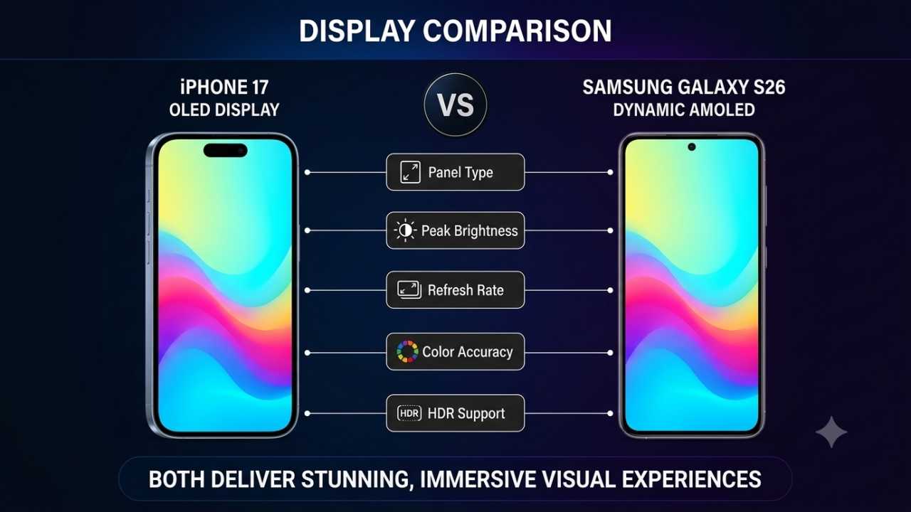 iPhone 17 vs Samsung Galaxy S26 Display Comparison