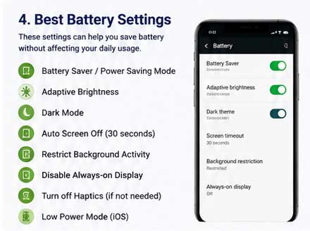 best battery settings for Android and iPhone